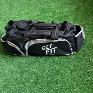 Leed's Men's Get Fit Live well, Be well Weekender Duffel Gym Black Bag Preloved